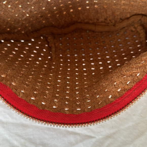 Clare V. Grande Fanny Tan Rattan Leather with Red Zipper - Picture 12 of 12